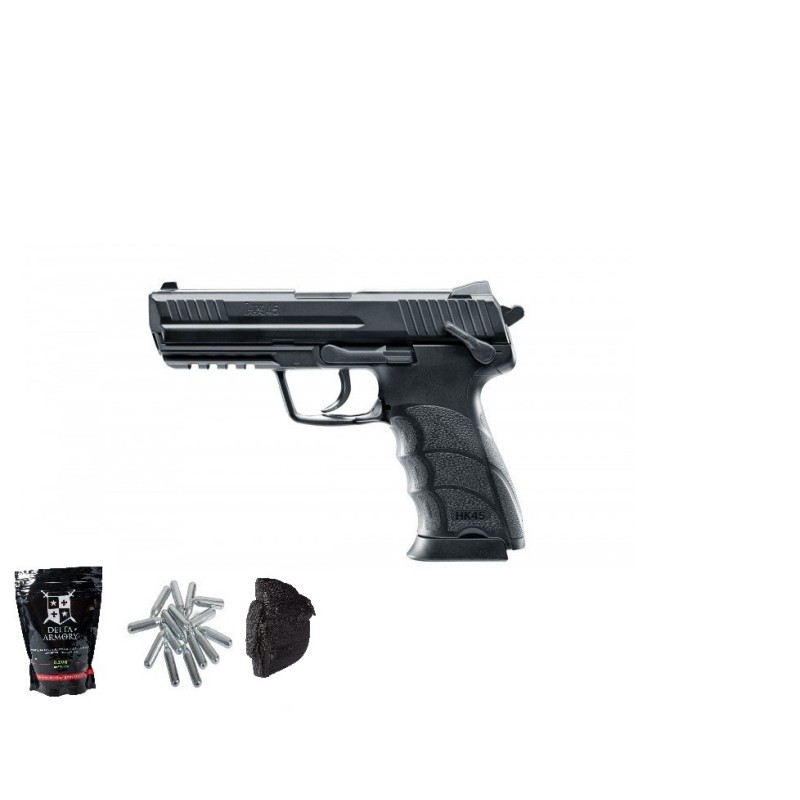 AIRSOFT NETRZAJNA PLINSKA PIŠTOLA HK45 UMAREX CO2 SET