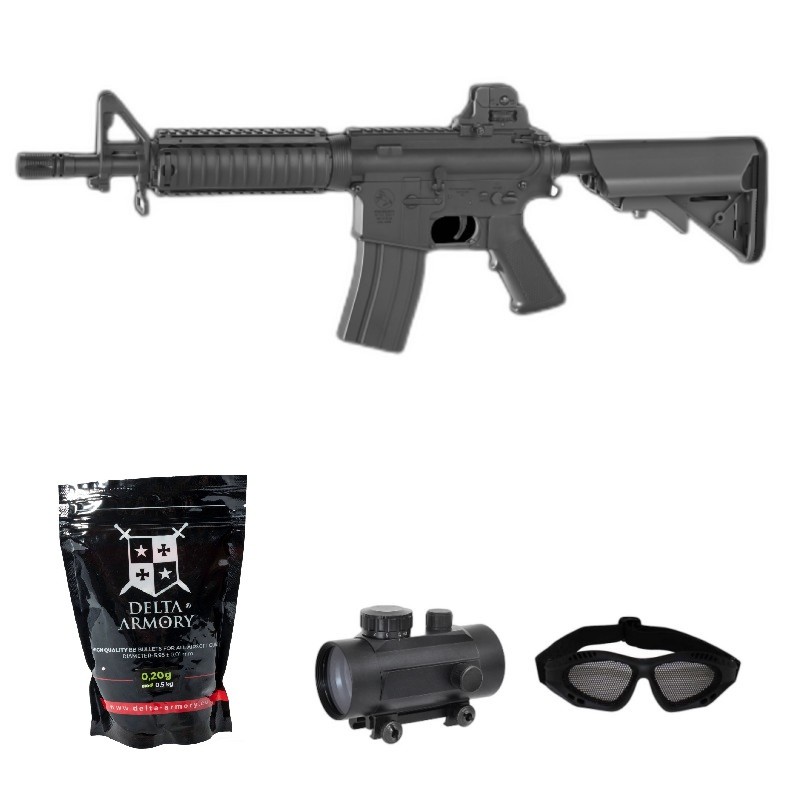 SUPER PAKET! AIRSOFT ELEKTRO PUŠKA COLT M4 CQB POLIMER