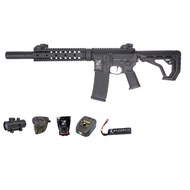 SUPER PAKET! AIRSOFT ELEKTRO PUŠKA DELTA ARMORY M4 AR15 CHARLIE SILENT OPS 9