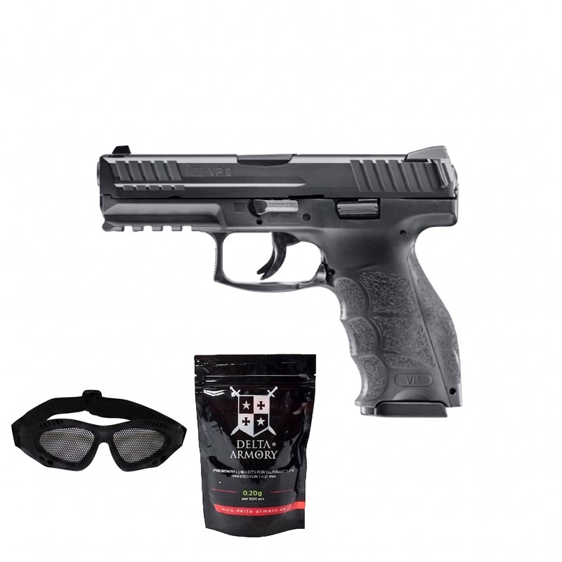 SUPER PAKET! AIRSOFT VZMETNA PIŠTOLA PIŠTOLA HK VP9 METAL UMAREX