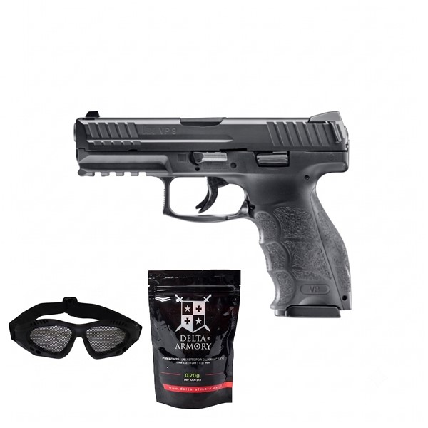 SUPER PAKET! AIRSOFT VZMETNA PIŠTOLA PIŠTOLA HK VP9 METAL UMAREX
