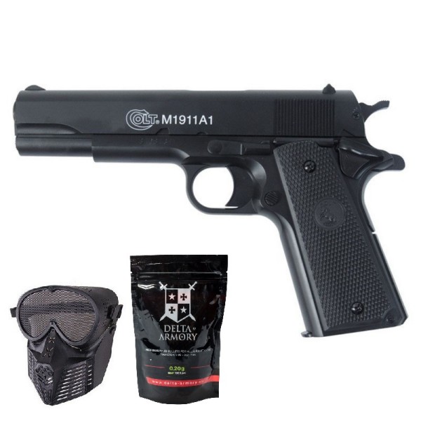 SUPER PAKET! AIRSOFT VZMETNA PIŠTOLA COLT 1911 BLACK TACTICAL