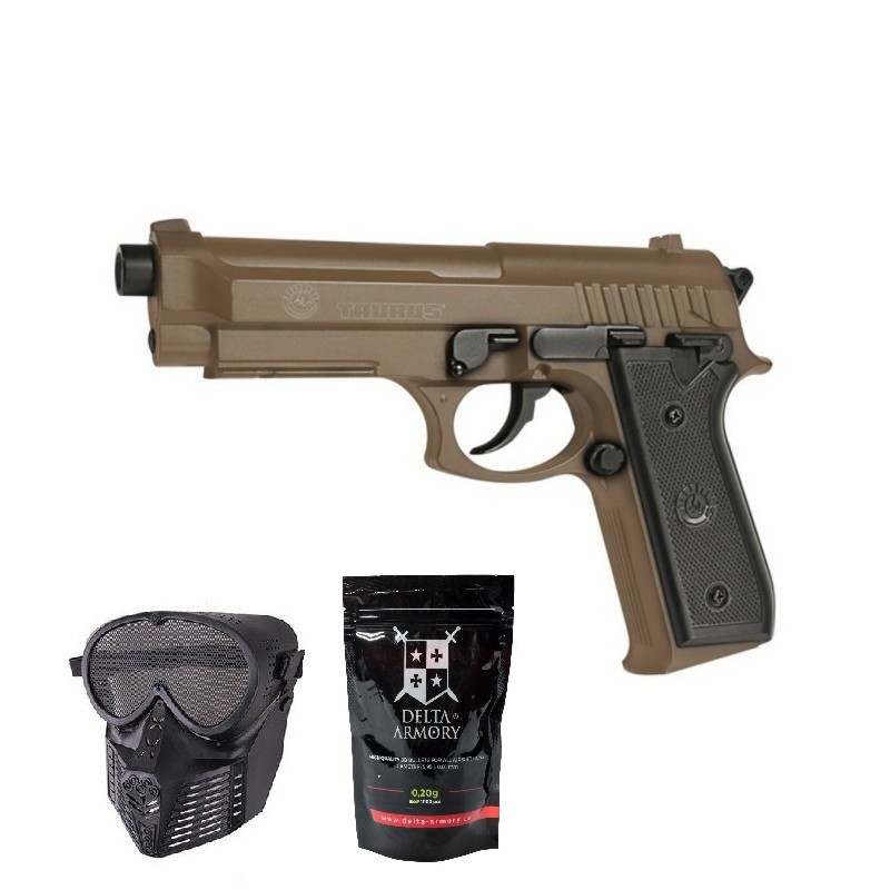 SUPER PAKET! AIRSOFT VZMETNA PIŠTOLA TAURUS PT92 TAN DUAL COLOR