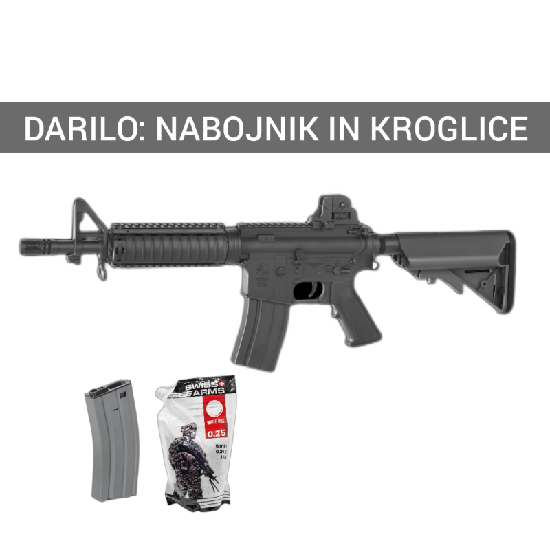 AIRSOFT ELEKTRO PUŠKA COLT M4 CQB POLIMER + DARILO