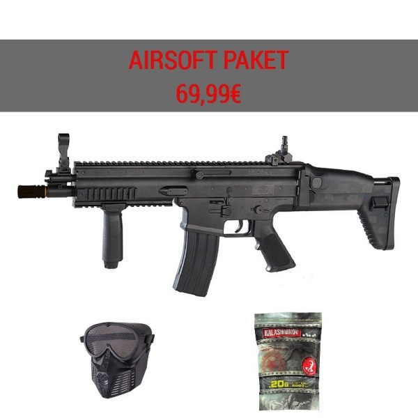 AIRSOFT VZMETNA PUŠKA FN SCAR L BLACK COLOR PAKET