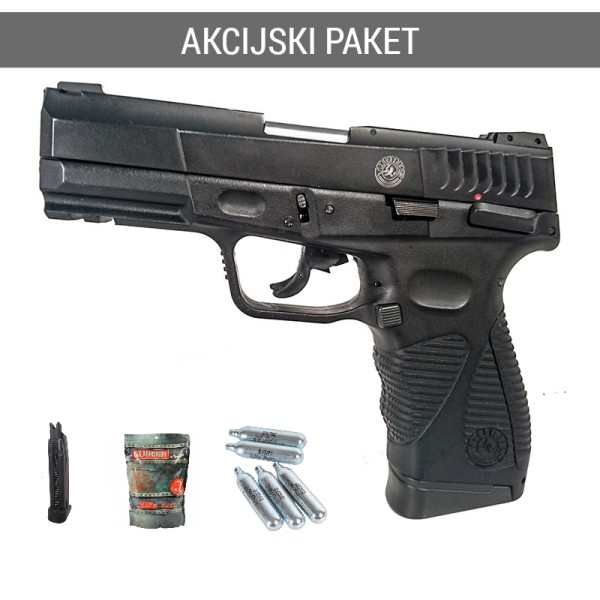 AKCIJSKI PAKET: AIRSOFT TRZAJNA PLINSKA PIŠTOLA TAURUS 24/7 CO2