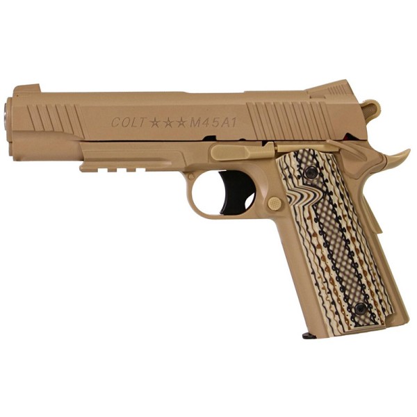 AIRSOFT NETRZAJNA PLINSKA PIŠTOLA COLT RAIL GUN TAN CO2